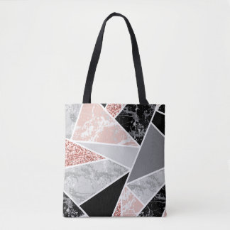 Geometrisches Marmor mit rosa Glitzer: Nahtlos Tasche
