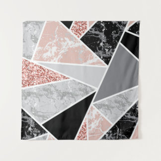 Geometrisches Marmor mit rosa Glitzer: Nahtlos Wandteppich