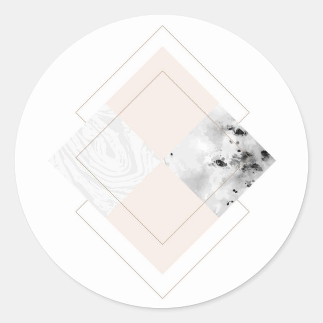 Geometrisches Marmordesign Runder Aufkleber (Vorderseite)