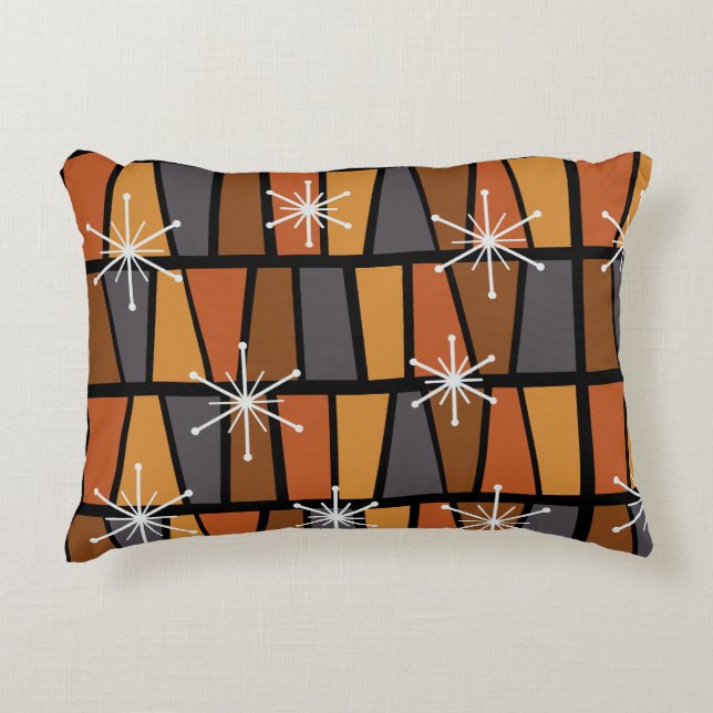 Geometrisches MCM Abstrakt Burnt Orange Dekokissen (Vorderseite)