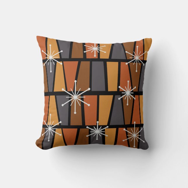 Geometrisches MCM Abstrakt Burnt Orange Kissen (Vorderseite)