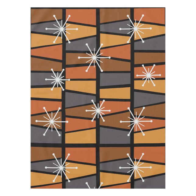 Geometrisches MCM Abstrakt Burnt Orange Tischdecke (Vorderseite)