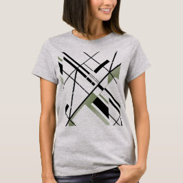Geometrisches MCM-Aussehen der schwarzen Oliven-Kr T-Shirt