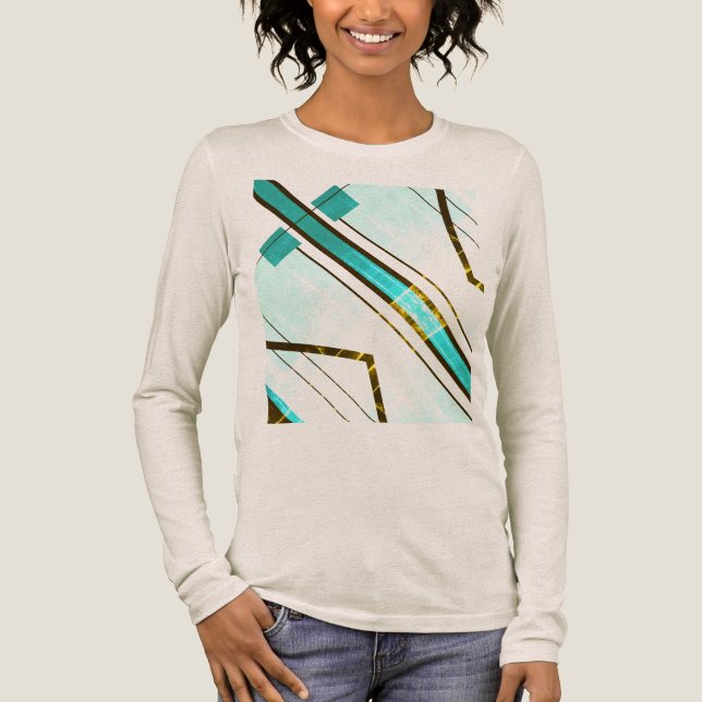 Geometrisches MCM-Aussehen des verblassten Aquamar Tri-Blend Shirt (Vorderseite)