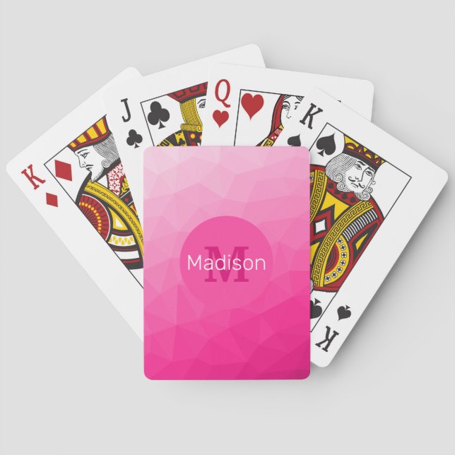 Geometrisches Messemuster für das Muster, rosa, gl Spielkarten (Rückseite)
