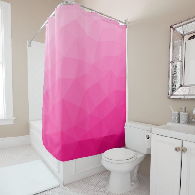 Geometrisches Messemuster mit Hot rosa Gradient Duschvorhang (Beispiel)