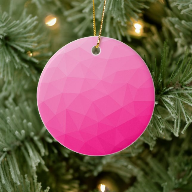 Geometrisches Messemuster mit Hot rosa Gradient Keramik Ornament (Baum)
