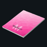 Geometrisches Messprofil Monogram Notizblock<br><div class="desc">Monogram Personalisieren Sie Ihr Notebook-Büromaterial mit Ihrem individuellen Vor- und Namen. Dreieck geometrisches Mesh mit helldunkelrosa Ober Farbverlauf.</div>