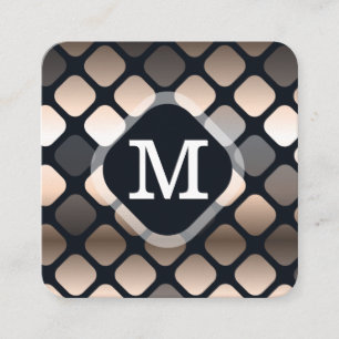 Geometrisches metallisches Muster   Monogramm Quadratische Visitenkarte