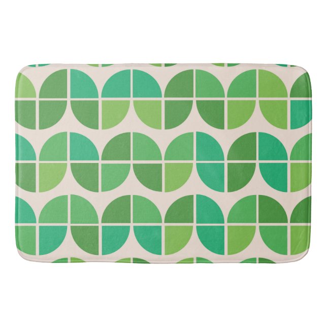 Geometrisches Mid Century Green Muster Badematte (Vorderseite)