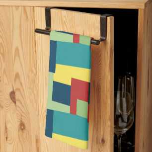 Geometrisches Mid Century Modern Farbpattern Geschirrtuch