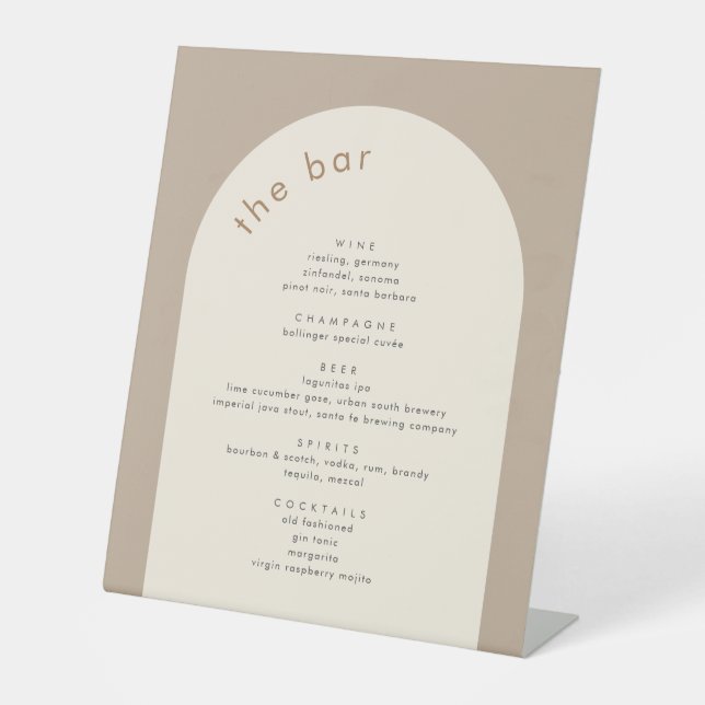 Geometrisches Minimal Sand Beige Arch Wedding Bar Sockelschild (Vorderseite)