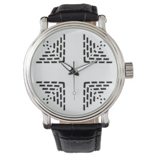 Geometrisches minimalistisches Design schwarz-weiß Armbanduhr