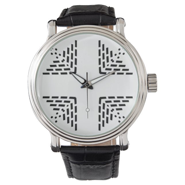 Geometrisches minimalistisches Design schwarz-weiß Armbanduhr (Vorderseite)