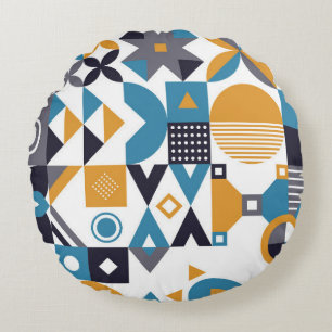 Geometrisches minimalistisches Muster. Abstraktes Rundes Kissen