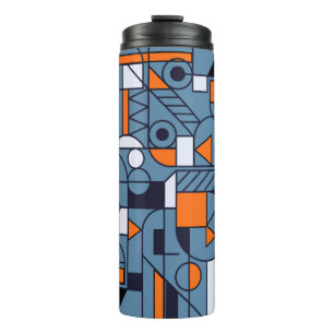 Geometrisches minimalistisches Retroposter mit si Thermosbecher