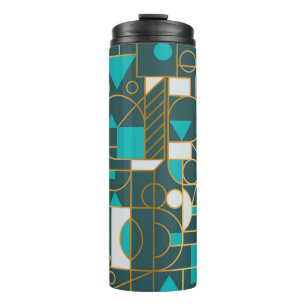 Geometrisches minimalistisches Retroposter mit si Thermosbecher