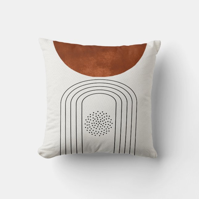 Geometrisches Mittelzentrat Modernes Orangefarbene Kissen (Vorderseite)
