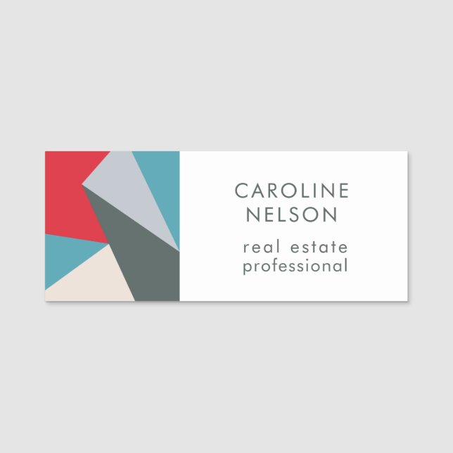 Geometrisches modernes Abstraktes Berufliches Real Namensschild (Vorderseite)