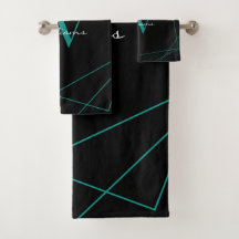 Geometrisches, modernes, Aquamarines Monogramm