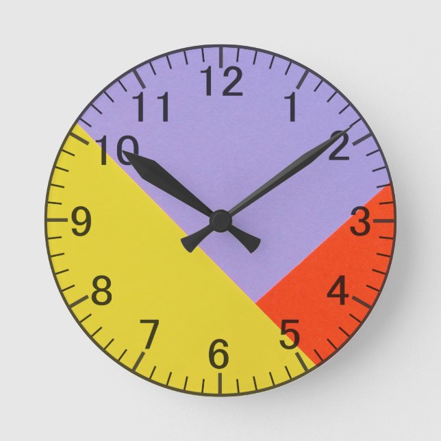 Geometrisches modernes Blau, Senf, orangefarbenes  Runde Wanduhr (Vorderseite)