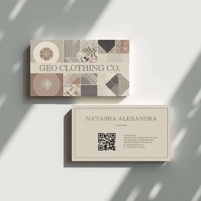 Geometrisches, modernes, elegantes Oatmeller-Clay Visitenkarte (Von Creator hochgeladen)