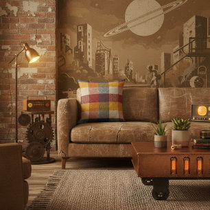 Geometrisches modernes farbenfrohes Block-Retro-Mu Kissen