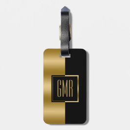 Geometrisches, modernes Monogramm aus Gold und sch Gepäckanhänger