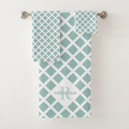 Geometrisches, modernes Monogramm für Aquamarines Badhandtuch Set