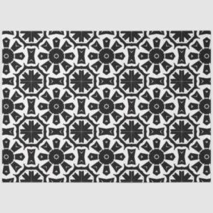Geometrisches modernes Schwarz-Weiß-Mosaikmuster Seidenpapier
