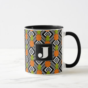 Geometrisches Monogramm der Ananas-  Tasse