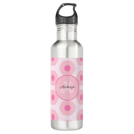 Geometrisches Monogramm der modernen rosa Schaltpu Edelstahlflasche