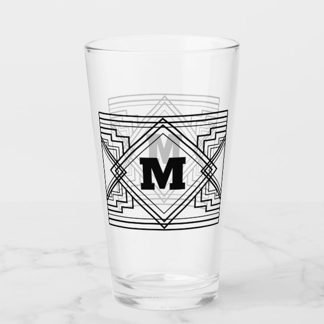 Geometrisches Monogramm Glas (Vorderseite)