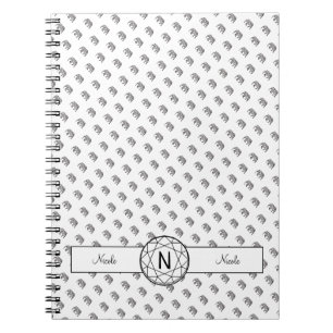 Geometrisches Monogramm, schwarz und weiß Notizblock