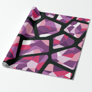 Geometrisches Mosaik, lebhaftes Rosa und Lila Edel Geschenkpapier