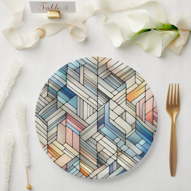 Geometrisches Mosaik Pappteller (Hochzeit)