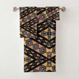 Geometrisches Mudcloth Bogolan Handtuch Set