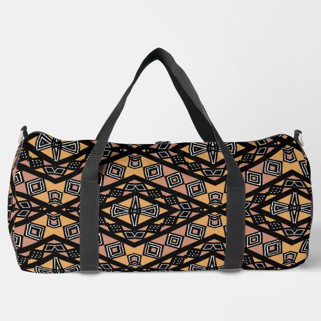 Geometrisches Mudcloth Bogolan Print Duffle Bag (Vorderseite)