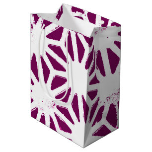 Geometrisches Mulberry- und Weißmuster Mittlere Geschenktüte