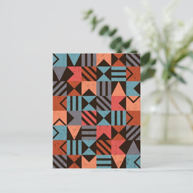 Geometrisches Muster 28 Feiertagspostkarte (Stehend Vorderseite)