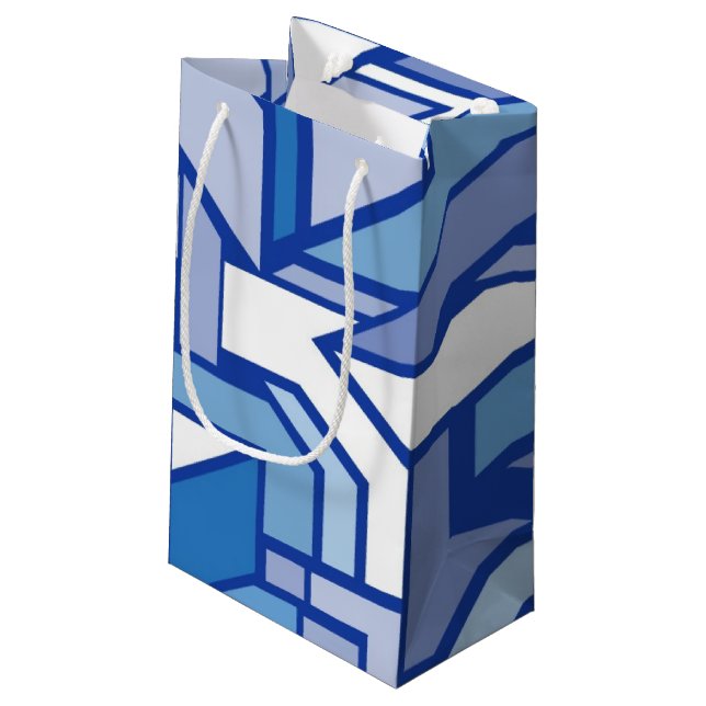 Geometrisches Muster 2 Kleine Geschenktüte (Rückseite Schrägansicht)