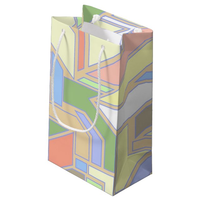 Geometrisches Muster 3 Kleine Geschenktüte (Rückseite Schrägansicht)