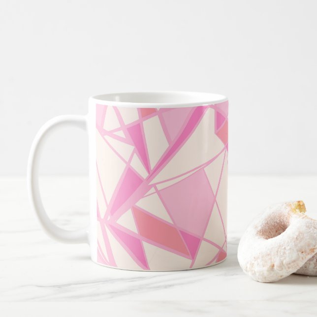 Geometrisches Muster abstrakt Farbe rosa  Kaffeetasse (Mit Donut)