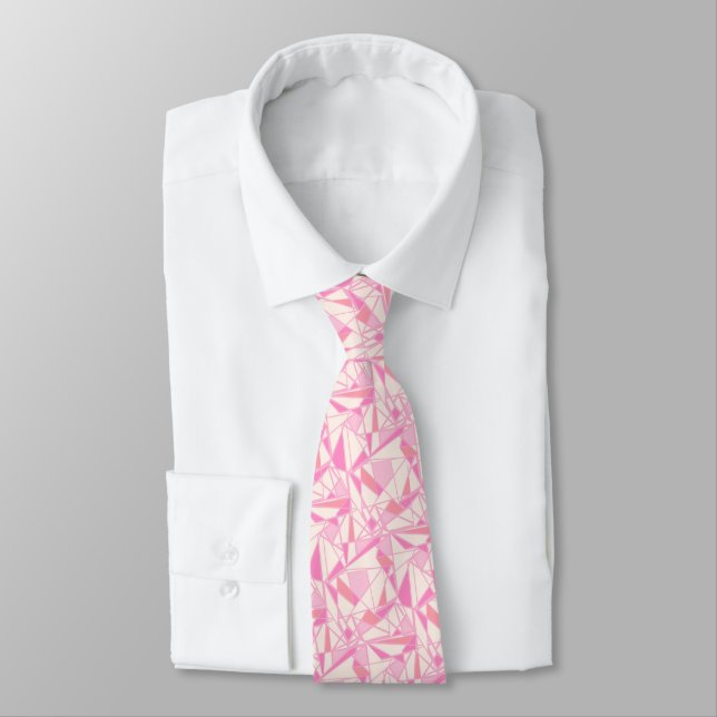Geometrisches Muster abstrakt Farbe rosa  Krawatte (Gebunden)
