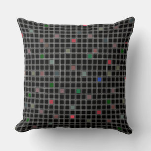 Geometrisches Muster auf schwarzem Hintergrund Kissen