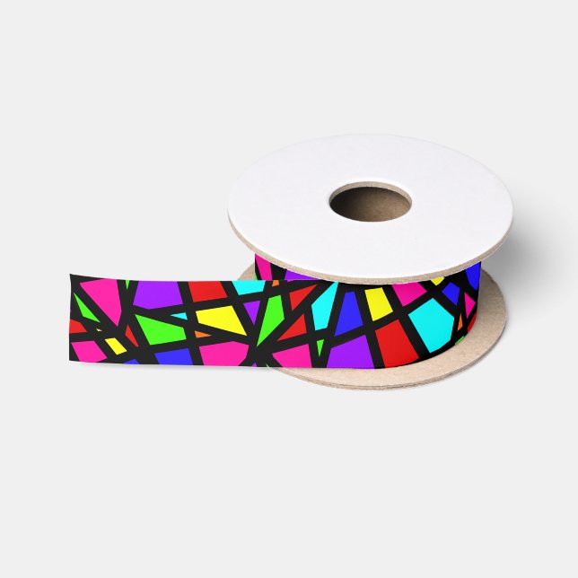 Geometrisches Muster aus abstraktem Glas Satinband (Spule)