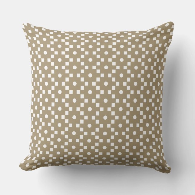 Geometrisches Muster aus Beige und Weiß Kissen (Vorderseite)