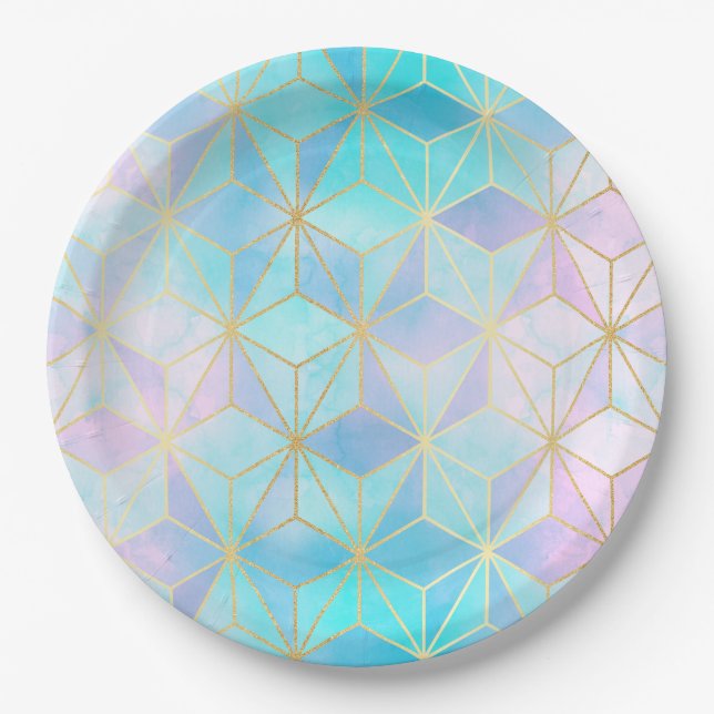 Geometrisches Muster aus eim Glas Pappteller (Vorderseite)