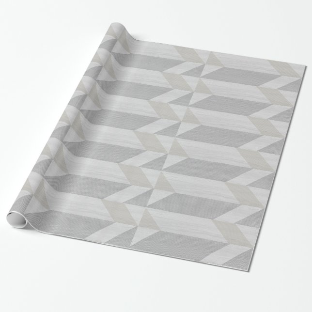 geometrisches Muster aus grauem Holz Geschenkpapier (Ungerollt)