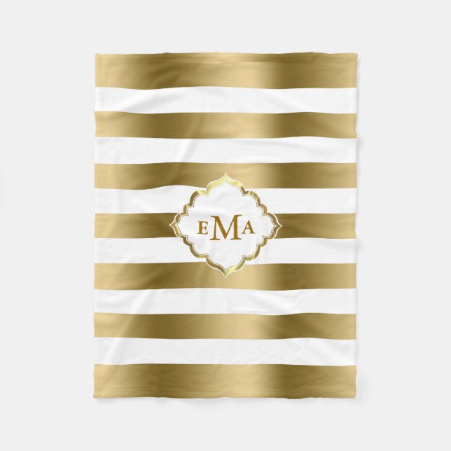 Geometrisches Muster aus monogrammatikalem Gold un Fleecedecke (Vorderseite)